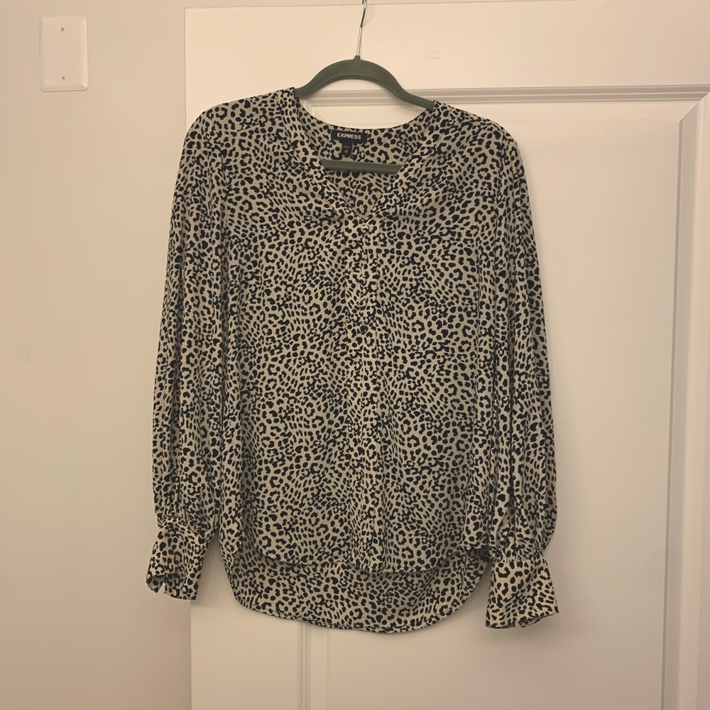 Long Sleeve Express Cheetah Print Blouse